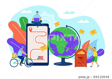 Mail concept, messages and communication by post or internet, send letters vector illustration. Marketing e-mail . Mailbox and envelopes. 69310048