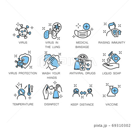 Virus and Medicin icons 69310302