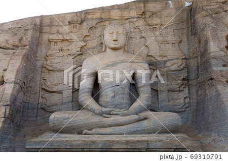 Ancient sitting Buddha image, Gal Vihara, Polonnaruwa, Sri Lanka 69310791