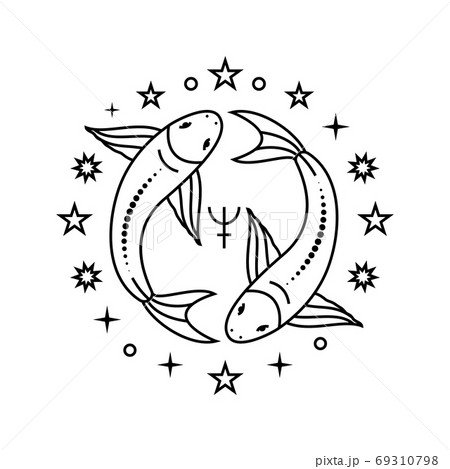 Fishes zodiac sign on white 69310798