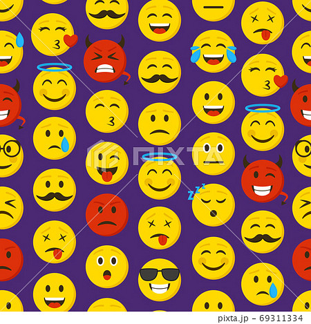 Cartoon Color Emoticons Sign Seamless Pattern Background. Vector 69311334