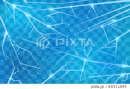 Frozen ice surface. Cracked winter snowy arctic ice, broken textured glass backdrop, cold frozen scratched surface vector background illustration 69311695