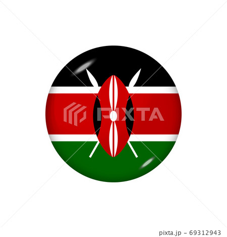 Round flag of Kenya. Vector illustration. Button, icon, glossy b 69312943