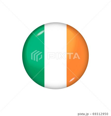 Round flag of Ireland. Vector illustration. Button, icon, glossy Round flag of Ireland. Vector illustration. Button, icon, glossy 69312950