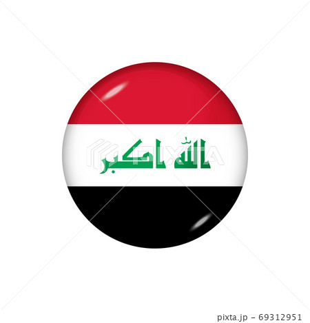 Round flag of Iraq. Vector illustration. Button, icon, glossy ba 69312951