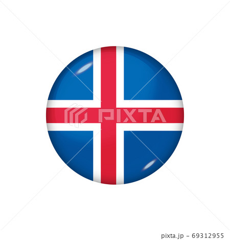 Round flag of Iceland. Vector illustration. Button, icon, glossy 69312955
