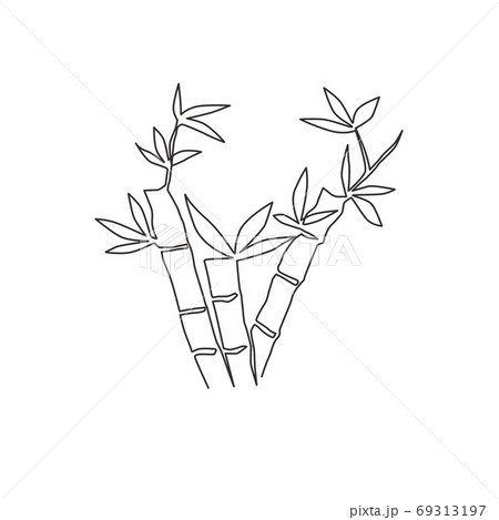 One continuous line drawing of bamboo trees for plantation logo identity 69313197