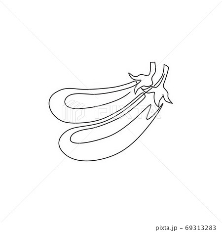 One single line drawing whole healthy organic eggplant for farm logo identity 69313283