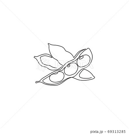 One continuous line drawing of whole healthy organic green edamame for farm logo identity 69313285