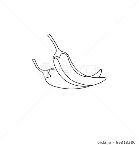 One single line drawing of whole healthy organic hot chili for farm logo identity 69313286
