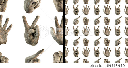 Seamless pattern. Hand gestures. Human palm. Printing on fabric. Concept for design. Illustration Seamless pattern. Hand gestures. Human palm. Printing on fabric. Concept for design. Illustration 69313950