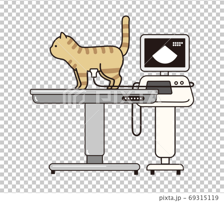 茶トラ猫とエコー検査機のイラスト素材 [69315119] - PIXTA