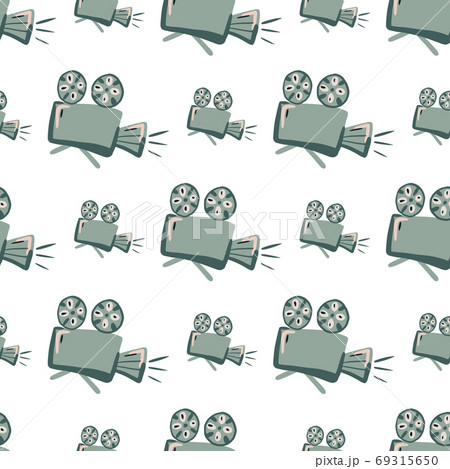 Isolated hand drawn seamless pattern with camera ornament. Grey simple elements on white background. Isolated hand drawn seamless pattern with camera ornament. Grey simple elements on white background. 69315650