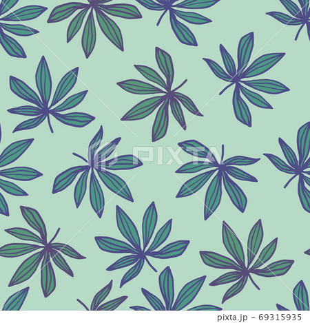 Seamless Doodle Pattern With Outlined Sheet のイラスト素材