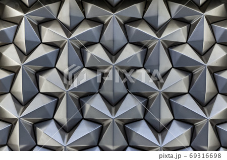 Abstract silver metal background. Geometric metal pattern angular cladding 69316698
