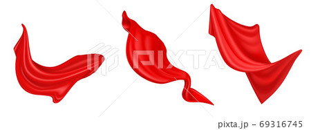 Vector realistic flying red silk fabric 69316745
