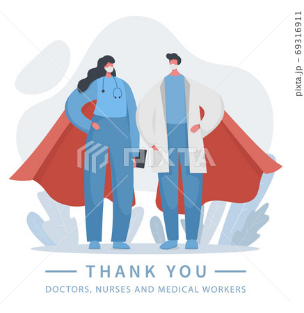 A doctor and a nurse are superheroes. 69316911