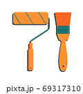 Paint Rroller and Brush for Repair, Renovation. Building tools. Vector Illustartion isolated on white. 69317310