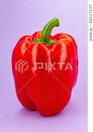 Close-up of sweet red Bell Pepper on a purple background Close-up of sweet red Bell Pepper on a purple background 69317337