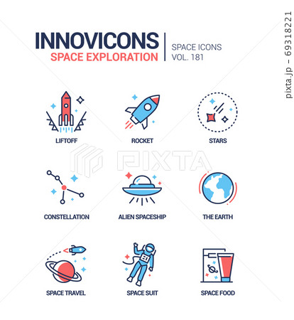 Space exploration - line design style icons set 69318221