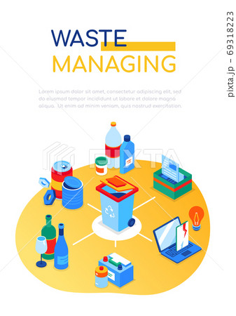 Waste managing - modern colorful isometric web banner Waste managing - modern colorful isometric web banner 69318223