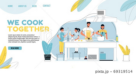Happy family member cooking landing page template Happy family member cooking landing page template 69319514