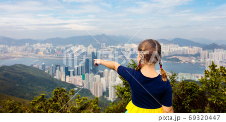 Family hiking in Hong Kong mountains Family hiking in Hong Kong mountains 69320447