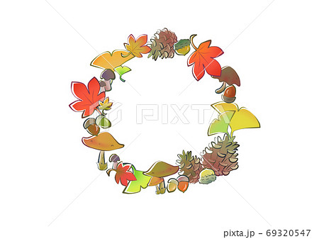 가을의 식물의 원형 프레임 - 스톡일러스트 [69320547] - Pixta