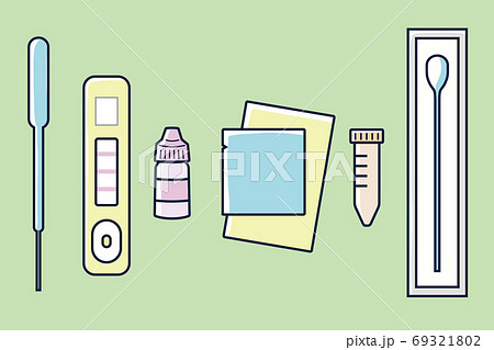 PCR検査キットのイラスト。新型コロナウィルス簡易検査キット。 PCR検査キットのイラスト。新型コロナウィルス簡易検査キット。 69321802