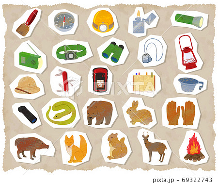 探検イラストセット素材　／　アナログ風 69322743