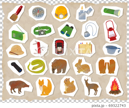 探検イラストセット素材　／　アナログ風 69322743