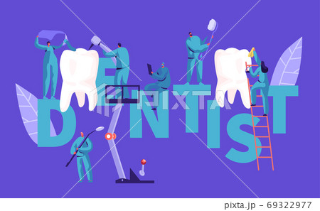 Dentist Character Clean Big White Tooth Poster 69322977