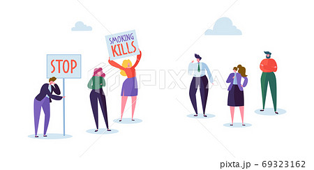 Anti Smoking Picket Healthy Life Concept Character 69323162