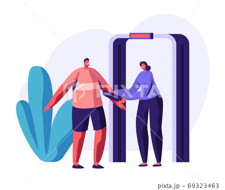 Airport Security Check Concept Guard Character Airport Security Check Concept Guard Character 69323463