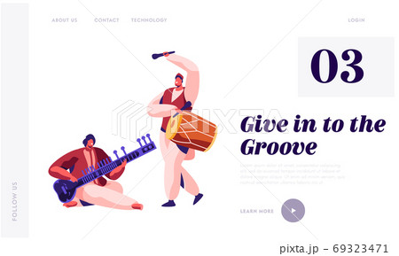 Indian Musician Playing Musical Instrument Indian Musician Playing Musical Instrument 69323471
