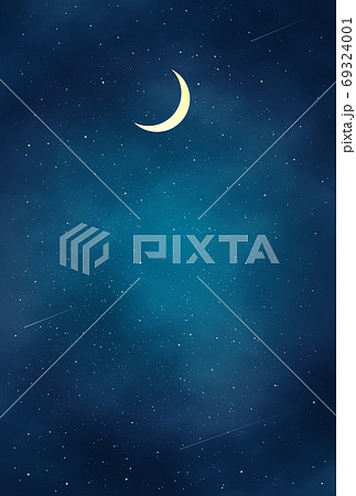 三日月と綺麗な夜空の風景イラストのイラスト素材 69324001 Pixta