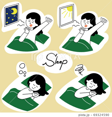 女性の睡眠セット1（白フチ付き） 69324590