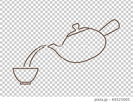 Pour tea from Kyusu Kyusu and Japanese tea hand-painted line art illustration Pour tea from Kyusu Kyusu and Japanese tea hand-painted line art illustration 69325005