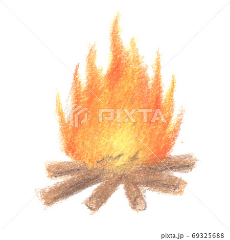 手描き イラスト 焚き火のイラスト素材