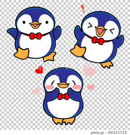 Penguins Cute Illustration Material Set Stock Illustration