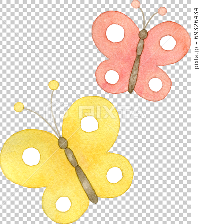 黄色とピンク色の蝶々のイラスト素材