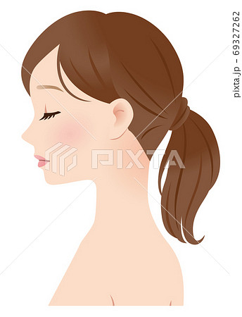 目を閉じた女性の横顔のイラスト素材