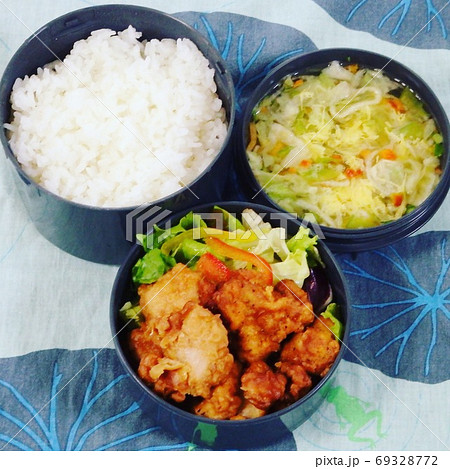 野菜玉子スープ付き唐揚げ弁当 69328772