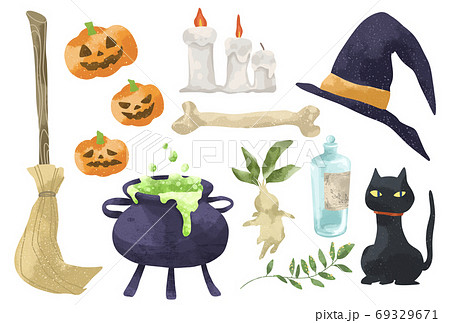 かわいいタッチのハロウィンのセット 69329671