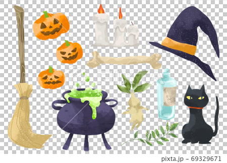 かわいいタッチのハロウィンのセット 69329671