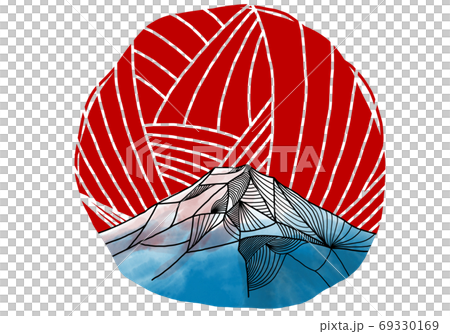 富士山と初日の出のイラスト 年賀状素材 のイラスト素材