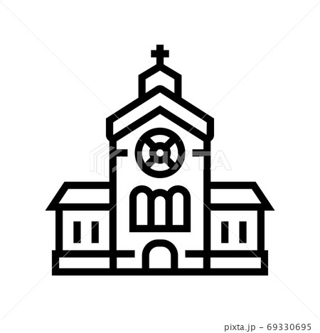 church building line icon vector isolated illustration 69330695
