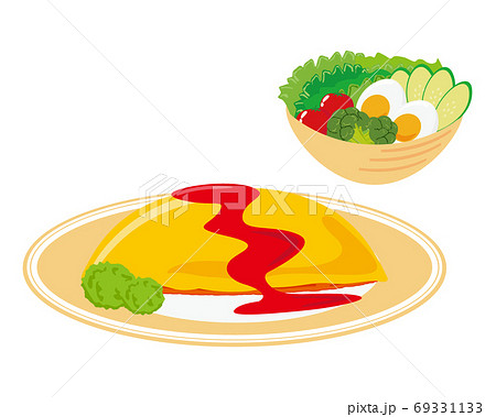 オムライスのベクターラスト オムレツ のイラスト素材
