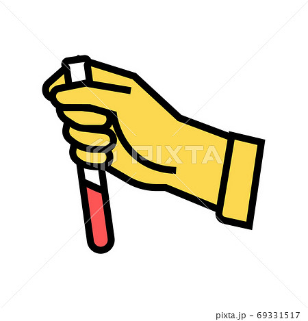hand holding laboratory tube color icon vector isolated illustration 69331517