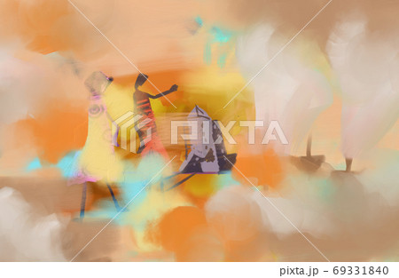 stormy sunny day - abstract digital hand-paint acrylic painting 69331840